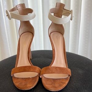 Tan and cream suede Gianvito Rossi sandal
